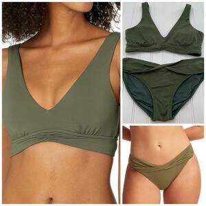 Seafolly Australia Plunge Style Twist Band Hipster Full Coverage Bikini Set 12
